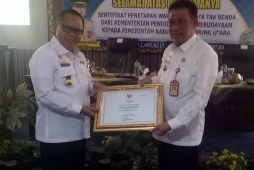 Inilah Tiga Sertifikat Warisan Budaya tak Benda untuk Lampung Utara