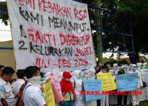Ratusan Pegawai Honor RSU Ryacudu Kotabumi Gelar Unjuk Rasa
