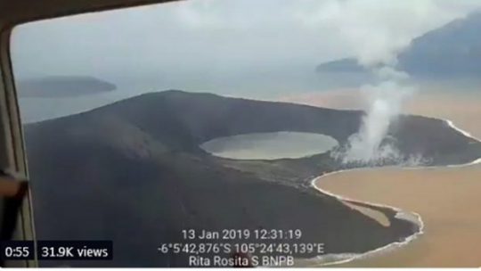 Inilah Penampakan Gunung Anak Krakatau pada 13 Januari 2019