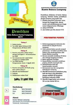 Kantor Bahasa Lampung Kembali Gelar Pemilihan Duta Bahasa, Ini Syarat-Syaratnya