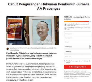 Hingga Kamis, Petisi Menolak Remisi Susrama Raih 45.047 Dukungan