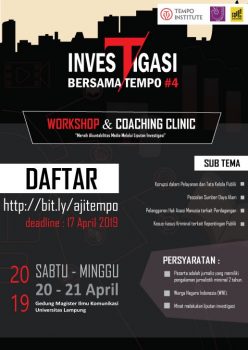 AJI Bandarlampung dan Tempo Gelar Workshop Jurnalisme Investigasi