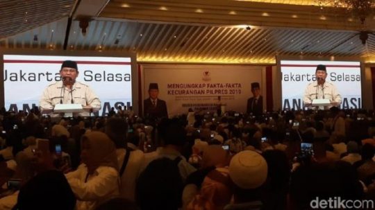 Prabowo Menolak Hasil Pemilu 2019