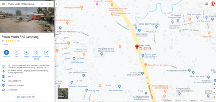 Lokasi Posko Mudik PKS Lampung.