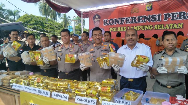 Pada 2019 Polres Lamsel Sita 277,49 Kg Sabu, 160.145 Pil Ekstasi, dan 454,1 Kg Ganja