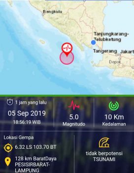 Gempa 5,0 SR Guncang Wilayah Kabupaten Pesisir Barat