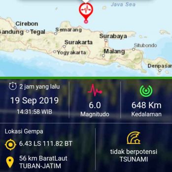 Gempa 6,0 M Guncang Tuban: Terasa Hingga Mataram, Yogya, dan Bandung