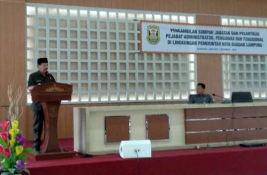 Walikota Herman HN Lantik 20 Pejabat Pemkot Bandarlampung