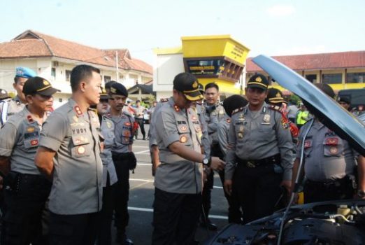 Jelang Operasi Lilin Krakatau 2019, Kapolresta Bandarlampung Cek Kondisi Kendaraan Dinas