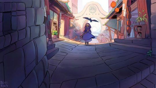 Desain kerajaan penyihir Hyalin dalam komik 'Witchy' terinspirasi dari warisan Asia Tenggara dan Islami yang dimiliki Ariel. (Supplied: Ariel Ries)