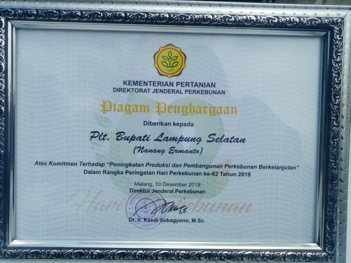 Nanang Ermanto Dapat Penghargaan dari Kementerian Pertanian