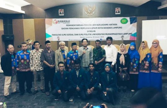 Pilkada Bandarlampung, UML – Bawaslu Tandatangani Nota Kerjasama