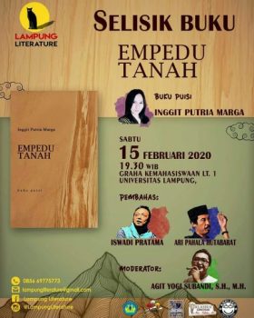 Lampung Literature akan Gelar Selisik Buku “Empedu Tanah” Karya Inggit Putria Marga