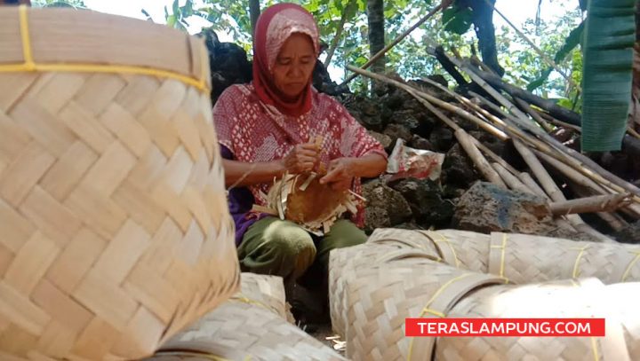 Mbah Maniyem (56) tetap bertahan selama 46 tahun menggeluti usaha sebagai perajin perabot rumah tangga dari ayaman bilah bambu, meski di tengah gempuran perabot rumah  tangga berbahan berbahan plastik, stainless ataupun lainnya.