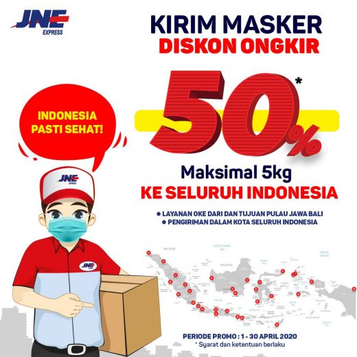 Peduli Cegah Covid-19, JNE Diskon Ongkir 50% Khusus Masker