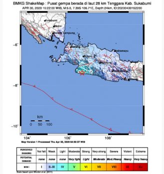 Gempa Bumi 5 SR dan 5,6 SR Guncang Padang Lawas dan Sukabumi