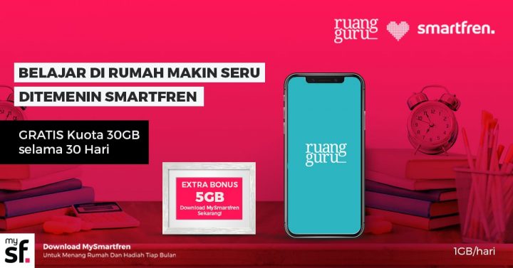 Smartfren Berikan Paket Bebas Biaya di Aplikasi Ruangguru