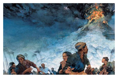 Letusan Tambora 1815, dimodifikasi dari karya Harlin & Harlin dalam www.smithsonianmag.com
