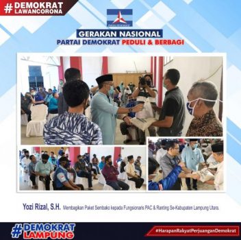 Masa Pandemi Covid-19, Para Anggota Fraksi Demokrat DPRD Lampung Bagikan 15 Ribu Paket Sembako