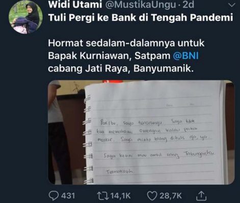 Viral! Kisah Nasabah Difabel ke BNI Saat Pandemi