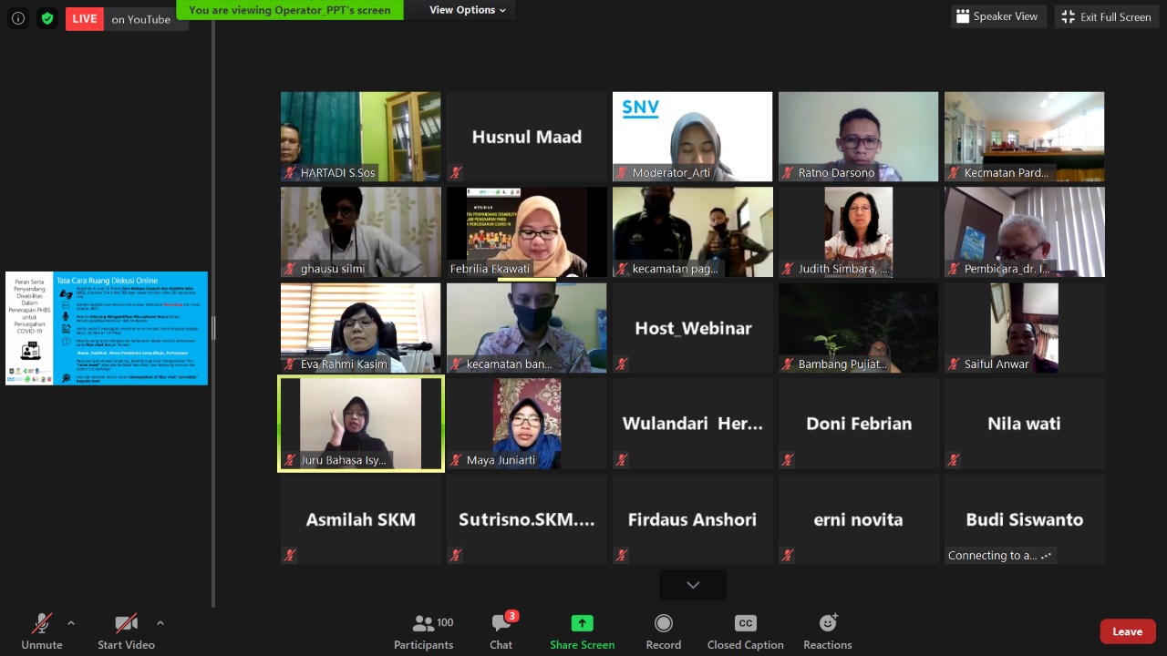 YKWS dan SNV Gelar Webinar Soal Penyandang Disabilitas pada Masa Pandemi Covid-19