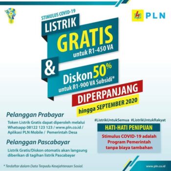 Program Bantuan Listrik Stimulus Covid-19 Diperpanjang, PLN PastikanTepat Sasaran