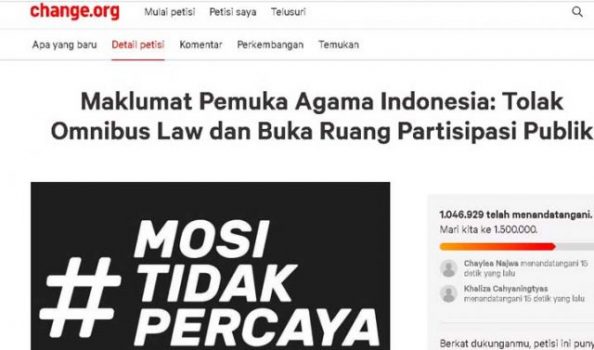 Satu Juta Orang Lebih Sudah Tanda Tangani Petisi Tolak Omnibus Law