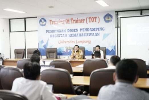Unila Gelar TOT Pembinaan Dosen Pendamping Kegiatan Kemahasiswaan