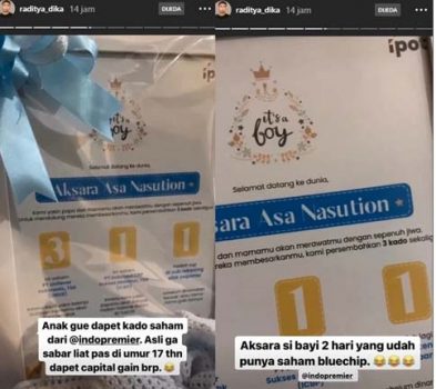 Baru Berusia Dua Hari, Anak Raditya Dika Sudah Punya Saham