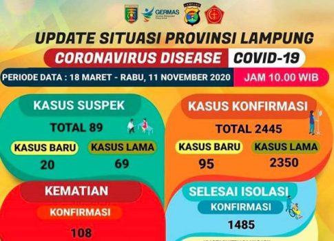 Tambah 95, Pasien Covid-19 di Lampung Jadi 2.445 Orang
