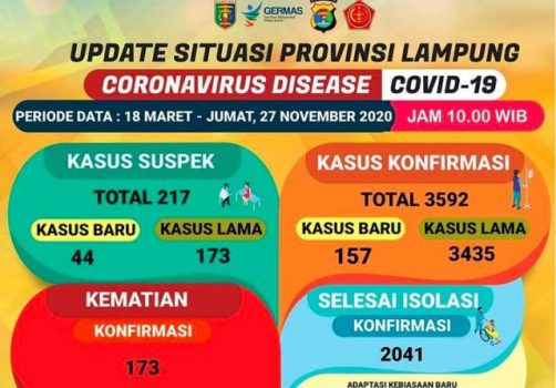 Lonjakan Kasus Covid-19 di Lampung: Bertambah 157, Pasien Corona di Lampung Jadi 3.592 Orang
