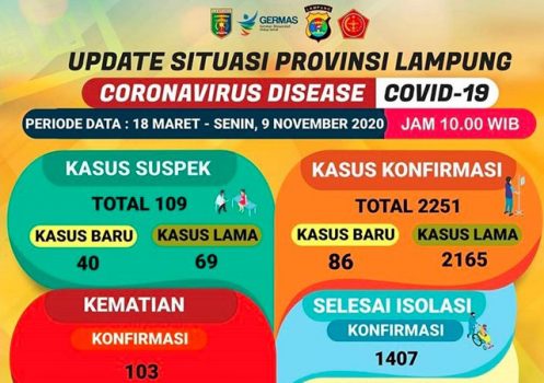 Rekor Baru Sehari Tambah 86 Kasus, Pasien Covid-19 di Lampung Jadi 2.165 Orang