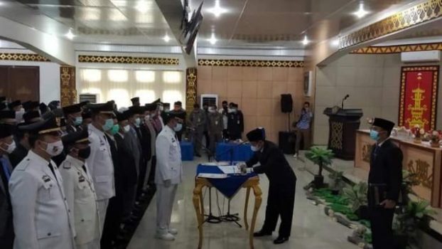 pelantikan para pejabat di lingkungan Pemkab Lampung Utara, Rabu siang (30/12/2020).