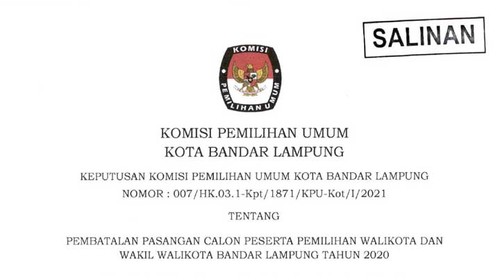 Didiskualifikasi, Kemenangan Eva Dwiana-Deddy Amarullah Dibatalkan KPU