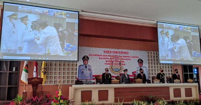 Pelantikan Walikota-Wakil Walikota Bandarlampung, Jumat (26/2/2021).