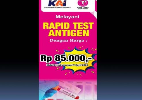 PT KAI Turunkan Biaya Rapid Test Antigen Jadi Rp85 Ribu