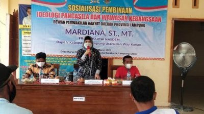 Mardiana Sosialisasikan Ideologi Pancasila di Desa Karyasakti Lampura