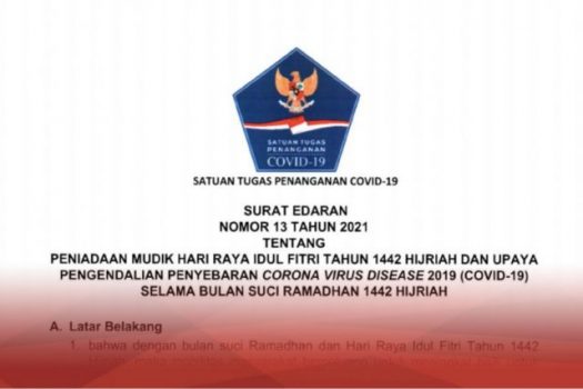 Ini Surat Edaran Satgas COVID-19 tentang Peniadaan Mudik Lebaran 2021