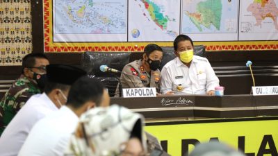 Gubernur Arinal Bersama Kapolda Ikuti Arahan Kapolri Jenderal Listyo Sigit Prabowo Terkait Kesiapan Pengamanan Idul Fitri 1442 H