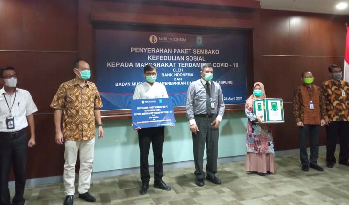 Peduli Covid-19, Bank Indonesia KpW Lampung Sinergi Dengan BMPD Bagikan 3.726 Sembako