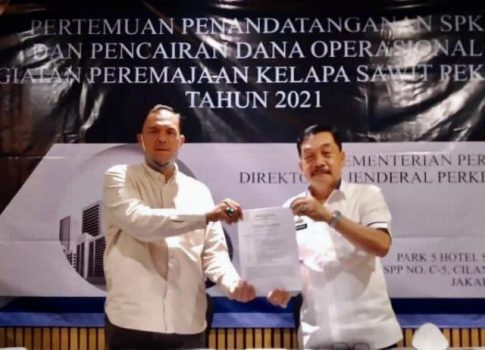 Kadisbun Lampung Lakukan Penandatanganan SPK Peremajaan Kelapa Sawit