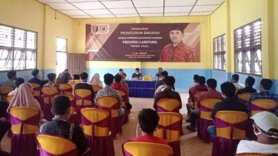Ali Imron Sosialisasi Perda Rembuk Desa di Brasakti