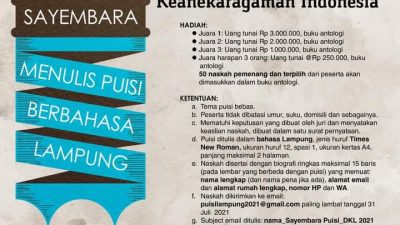 DKL Gelar Sayembara Menulis Puisi Berbahasa Lampung dan Esai Sastra 2021