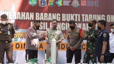 166 Tabung Oksigen Sitaan Polres Metro Jakarta Pusat Diserahkan ke Pemprov DKI