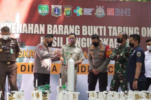 166 Tabung Oksigen Sitaan Polres Metro Jakarta Pusat Diserahkan ke Pemprov DKI