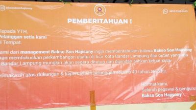 Di Balik (Rencana) Kepindahan Bakso Sony ke Luar Bandarlampung