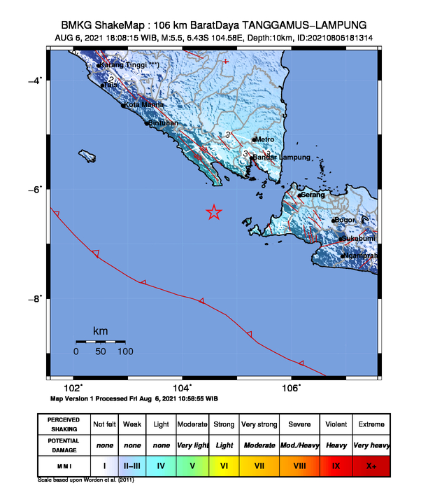 Gempa Bermagnitudo 5,5 Guncang Tanggamus, Terasa Hingga Bandarlampung
