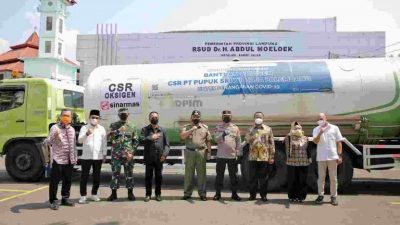Gubernur Lampung Terima Bantuan Oksigen Cair dari PT Pusri dan PT OKI Pulp dan Paper Sinarmas