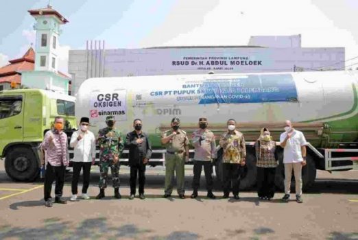 Gubernur Lampung Terima Bantuan Oksigen Cair dari PT Pusri dan PT OKI Pulp dan Paper Sinarmas