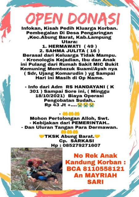 Tak Mampu Bayar Pengobatan, Ibu dan Anak korban Begal Sadis Ini Butuh Bantuan